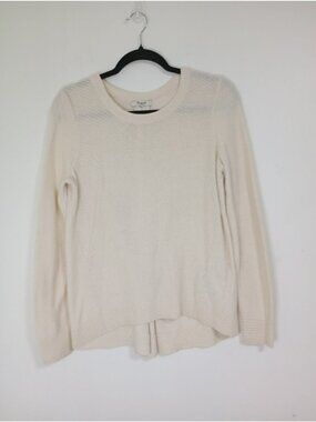 Madewell Cream Knit High-Low Pullover Sweater Women’s Small Cotton Blend
